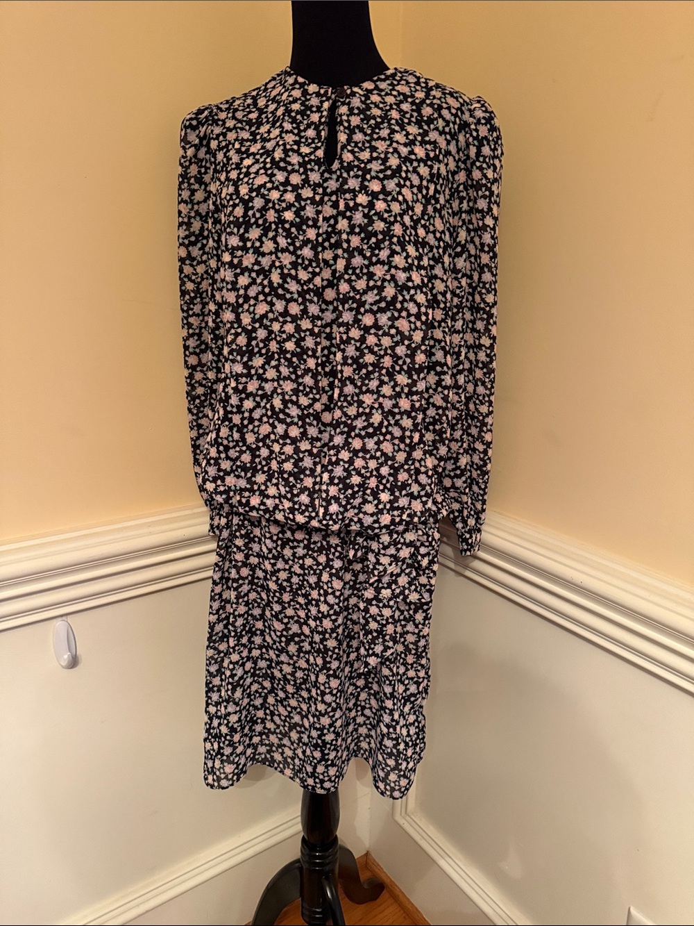 Charlee Allison Women's Black/Pink‎ Floral Elastic Waist Dress Size 11/12